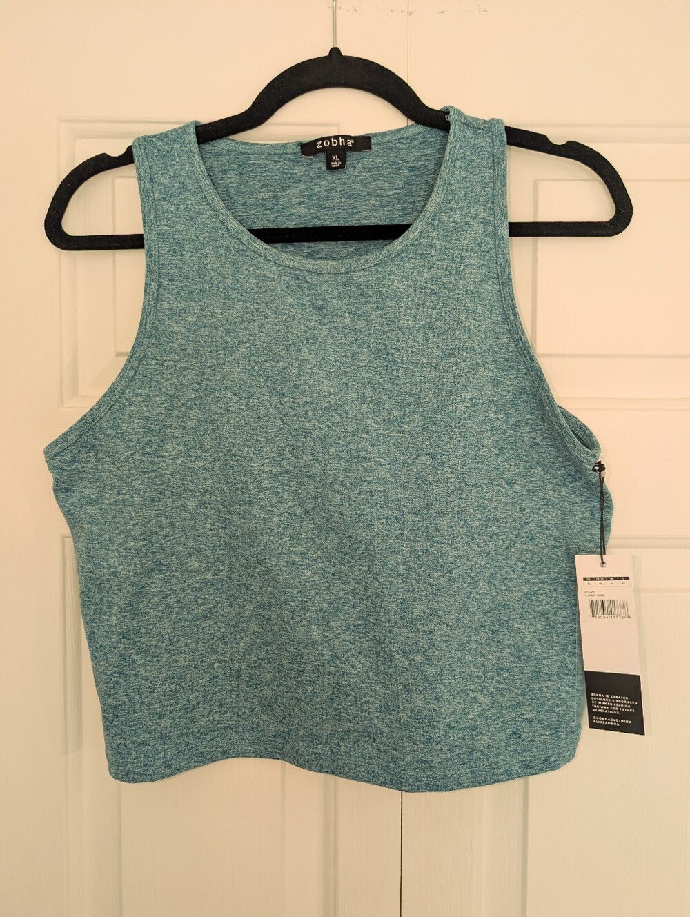 NWT Zobha Heather Teal Cropped Workout Tank